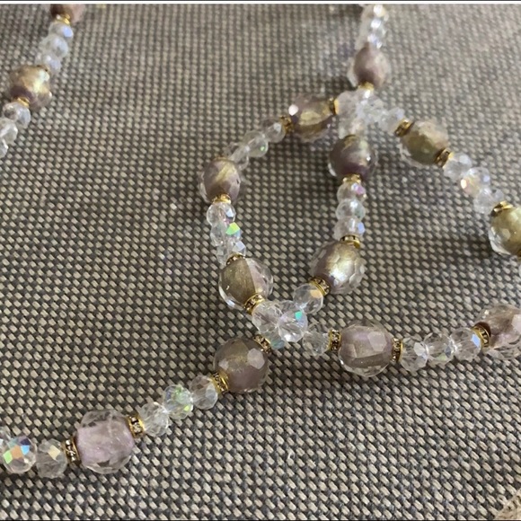 Handmade Pink Champagne Necklace & Bracelet Set - Picture 1 of 7